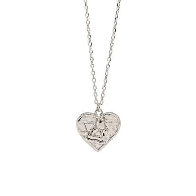 China TRENDY Gold Chain Necklace 925 Silver Jewelry Necklace Heart Pendant Engrave Angel for sale