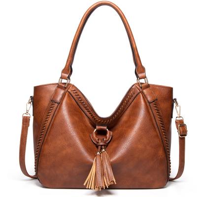 China Wholesale Vintage Women Vintage Handbag Should Tie Cross - Body Bags Vegan Tassel Leather Woven Tote for sale