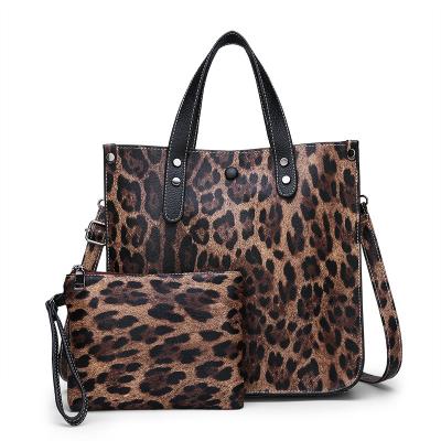 China Lady Leopard Women Handbag and Clutch Animal Print Cross - Body Shoulder Bags Purse Set for sale