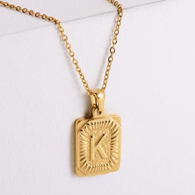 China FASHIONABLE Initial Necklace Stainless Steel 18k Gold Plated Letter Alphabet Necklace for sale