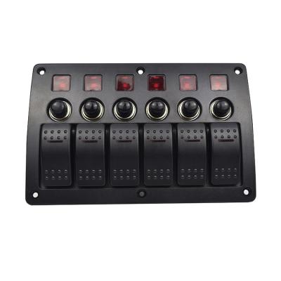 China 24V Jiahua DC Rocker Switch PN-CB6 Lightweight Multi-Function Panel 12v 20A/24V 10A Red Six-Button (SPST/ON-OFF)*6 45A 93.0mm*160.0mm 50000 Times for sale