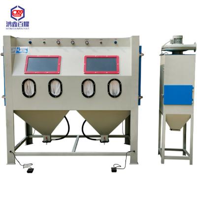 China BY-2010 Multi Stations Metal Surface Cleaning Sandblasting Manual Cabinet Sandblasting Machine for sale