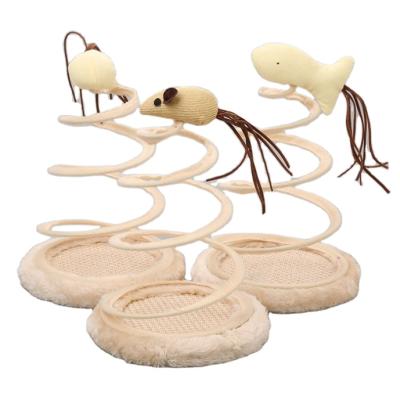 China New Design Plush Stuffed Animal Pet Mouse Fish Ball Puzzle Cat Scratcher Viable Toy Spring Interactive Toy for sale