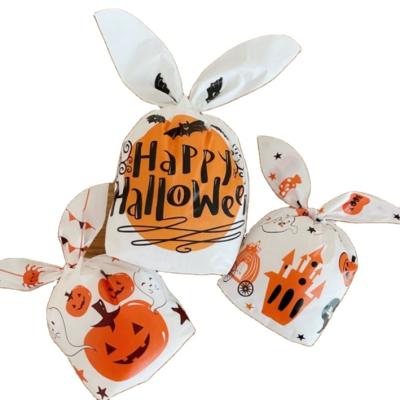 China Wholesale Plastic Candy Bag Pumpkin Ears Snacks Food Packaging Rabbit Gift Bags For Halloween for sale