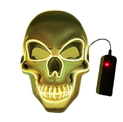 China Fun Halloween Horror White Skeleton Light Mask LED Dancing Props for sale