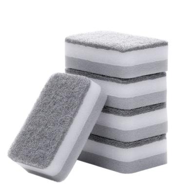 China Viable Hot Selling Kitchen Sponge Cleaner Nano Fabric Cloth Bilateral Sponge Scouring Pad for sale