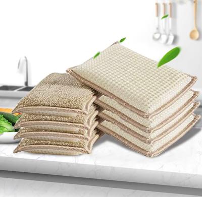 China Sustainable Outdoor Bamboo Magic Fiber Sponge Non-Scratch Lazy Scrubbing Pad for sale