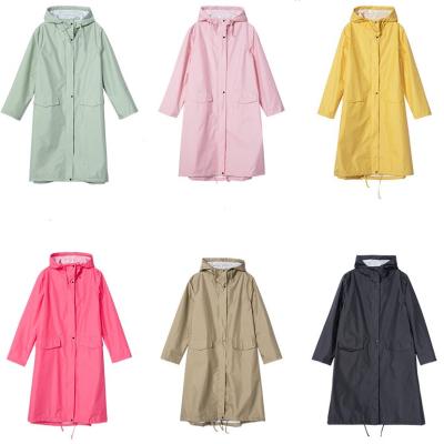 China New Design Fashion Long Waterproof Windproof Adult Anorak Overcoat For Rain Solid Color Raincoats for sale