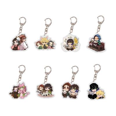 China Custom Wholesale Japanese Anime PVC Demon Slayer Plastic Pendant Acrylic Key Chain for sale