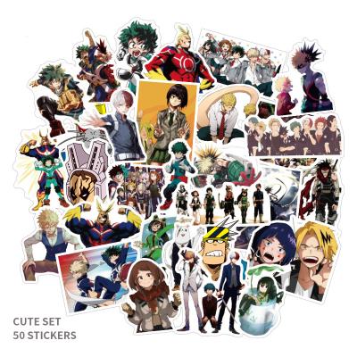 China 50PCS Japan Japanese Anime My Hero Academia PVC Waterproof Luggage Decoration Stickers for sale