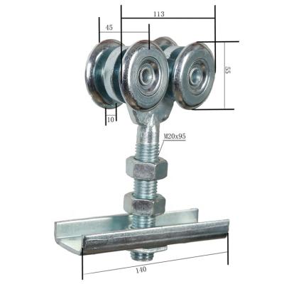 China Modern Hanging 55 Mm Roller 4 Wheels Sliding Door Hanger Roller With Long Bolt And Baseplate for sale