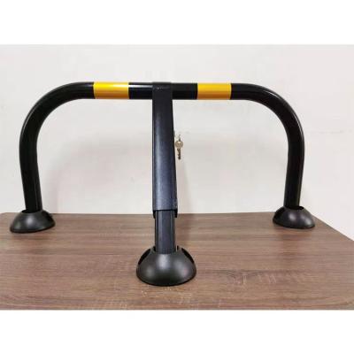 China Steel Black Powder Coating M Shape Manual Car Parking Lock Parking Barrier With Plastic Foot Base for sale