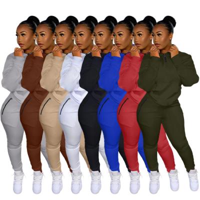 China 2021 Anti-Wrinkle Ladies Two Tops Sleeve Long Sweatsuit Autumn Jogging 2 Piece Set For Women for sale