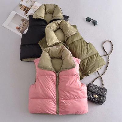 China 2022 Summer Autumn Winter Breathable Women Clothes Coat Sleeveless Patchwork Stripper Reversible Vest Jacket for sale