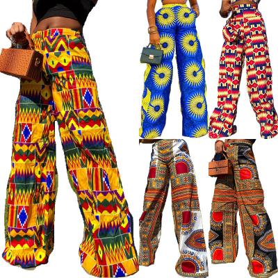 China Anti-pilling 2022 spring summer loose printed casual women fashion high waist wide leg pants for ladies for sale