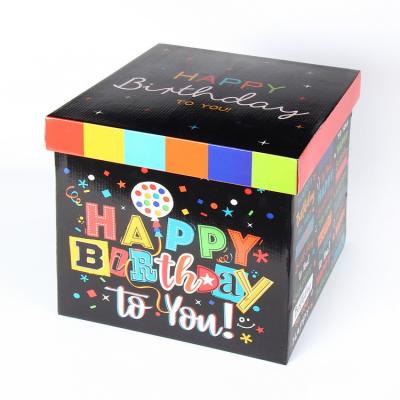 China Renewable Materials Corrugated Cardboard Renewable Materials Fold Happy Birthday Packaging Gift Box for sale