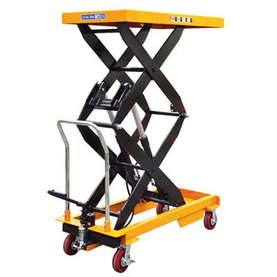 China Hospitality Industry Manual Hydraulic Double Scissors Lift Table For Materials for sale