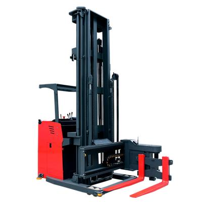 China Forks Turning Good Quality Storage Forklift 1.5Ton 8.5M 3 Way Stacker With Lithium Battery for sale