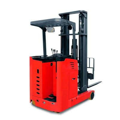 China Hotels 1Ton-3Ton 3-8Meters AC Motor Stand On Type Full Reach Truck Battery Powered Electric Forklift for sale