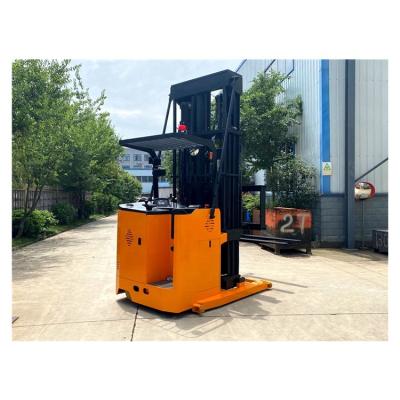 China Hotels Three High Lift Electric 3 Way Stacker Vna Forklift For High Rack Warehouse Material Handling for sale