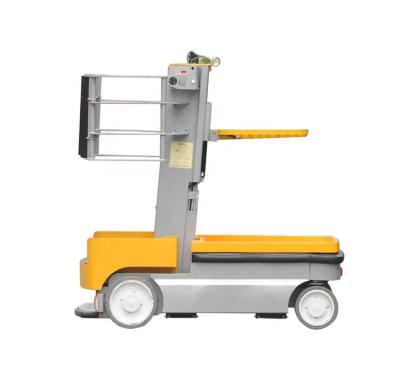 China Hotels Mast Type One Vertical Man Lift Aerial Work Platform Electric Order Picker For Warehous for sale