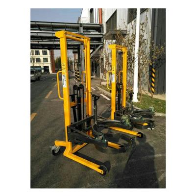 China Hotels Manual Hydraulic Oil Drum Stacker Truck Lifting Equipment Hand Forklift Oil Drum Grab Lifter for sale