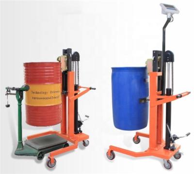 China Hotels Manual Oil Drum Lifter Oil / Hydraulic Manual Drum Transporter Pallet Truck for sale