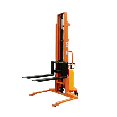 China High Quality Full Hotels Manual Electric 0.5T 1.5T 1000Kg Semi Walkie Stagger Stacker With Adjustable Forks for sale