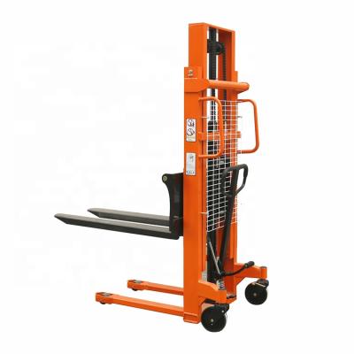 China Hotels High Quality 1500Kg 3300Lbs 1.6M Capacity Hydraulic Hand Lift Manual Lift Stacker with Adjustable Forks for sale