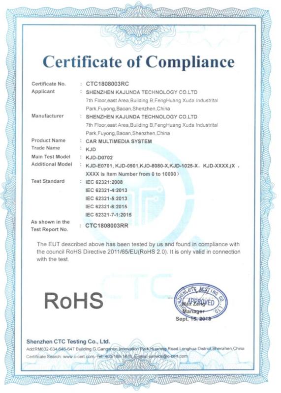 RoHS - Shenzhen Kanor Electronic Technology Co., Ltd.