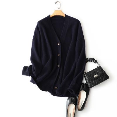 China Sweater Jacket Pin V-Neck Breathable Thickened Cashmere Knitted Cardigan for sale