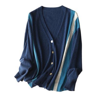 China Breathable Pure Cashmere Jumper Knitted Jacket Fashion V-Neck Cashmere Cardigan for sale