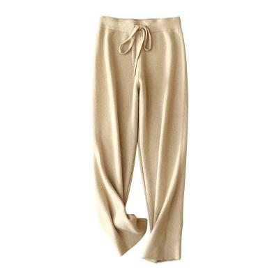 China Casual Women's Anti-pilling Solid Color Cashmere Knitted Plain Pure Trousers for sale