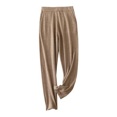 China Anti-pilling custom made ladies knit pants pure cashmere elastic waist pants for sale