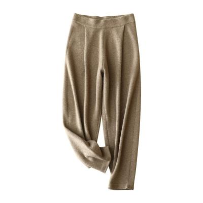 China New Anti-pilling Women's Pants Autumn Custom Solid Color Knitted Pure Cashmere Pants for sale