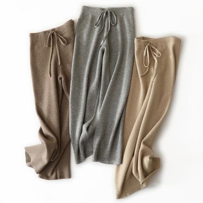 China Custom Solid Color Loose Cashmere Anti-pilling Knit Pants 100% Pure Cashmere Sweater Pants for sale