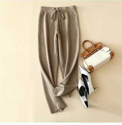 China Autumn brown anti-pilling thickened cashmere pants custom made ladies knitted pure cashmere pants for sale