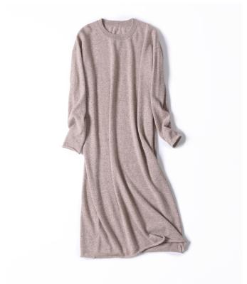 China Breathable Solid Color Women's Dress 100 Pure Cashmere Knit Long Sleeve Cashmere Dress for sale