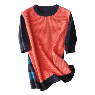 China Anti-wrinkle short sleeve knitted spring T-shirts polo sweater crewneck ladies sweaters 100% cashmere sweater for sale