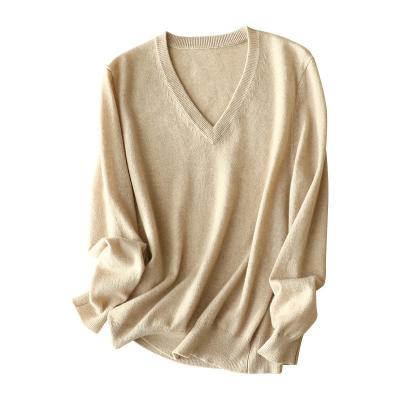 China Anti-wrinkle V-neck jacquard knitted cashmere pullover 100% cashmere sweater for women for sale