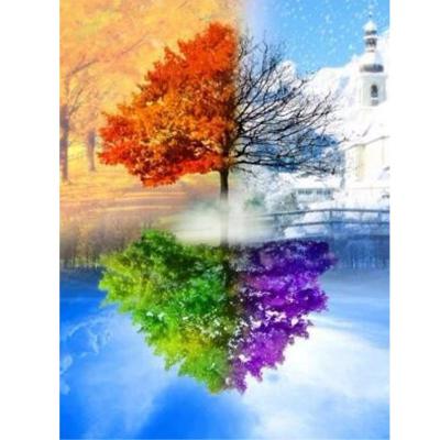 China Quick hotsale item of full diamond tree beads cross stitch modern four seasons paintings for sale