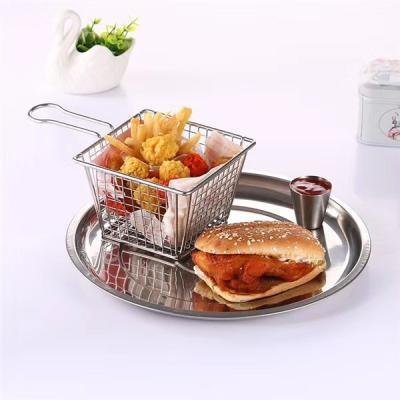 China Sustainable Serving Basket Stainless Steel Fast Food Frying Basket Restaurant Mini Square Basket for sale