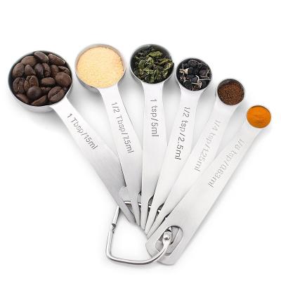 China Sustainable Set Of 6 Stainless Steel Kitchen Gauge Spoons Cup for sale