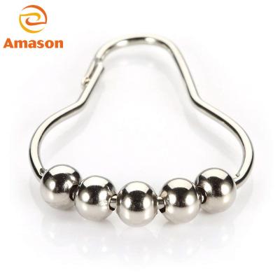 China Traditional Polished Stainless Steel Shower Curtain Rings Chrome Shower Curtain Hooks Rust Proof Bathroom Curtain Rings for sale