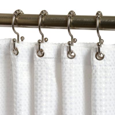 China CLASSIC Double Sliding Stainless Steel Shower Curtain Hooks / Rings Polished Chrome Set Of 12 for sale