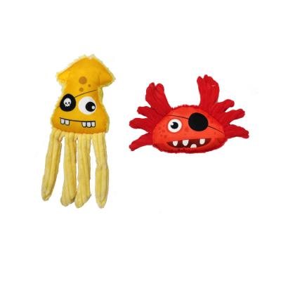 China Sustainable Indoor Interactive Cute Squid Dog Crab Custom Plush Toy Stuffed Soft Squeaky Dog Chew Toy for sale