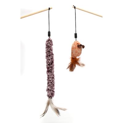 China Sustainable Electric Cat Toy Feathers Interactive Cat Toy Dental Mouse Funny Cat Stick for sale