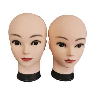 China Hair Training Head Hairdressing Eyelash Practice Stylist Salon School Use 54cm Skin Color Silicone Mannequin Training Head for sale