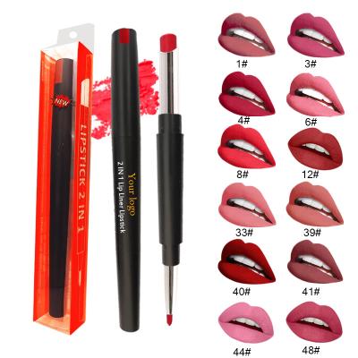 China Private Label 2022 RTS Waterproof Custom 2 in 1 Vegan Lipstick & With Lip Liner Make Your Own Matte Nude Lipstick Wholesale Suppliers for sale