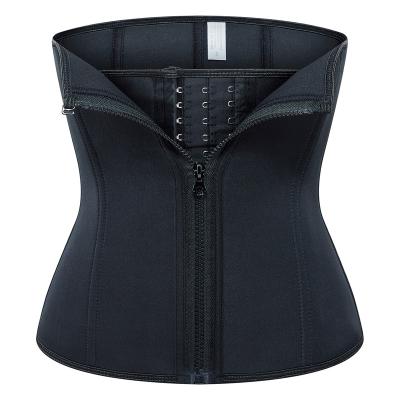 China Neoprene Antibacterial Zipper Waist Trainers 9 Steel Boned Double Reinforced Belted Tummy Control Shaper For Women for sale